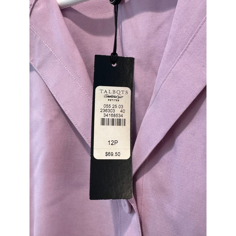 NEW Talbots Button Down Shirt Womens 12P Lavender Wrinkle Resistant Professional - Picture 2 of 7